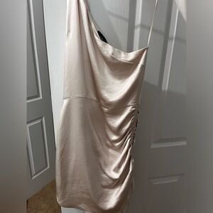 Fabrik mini gold one shoulder ruched dress